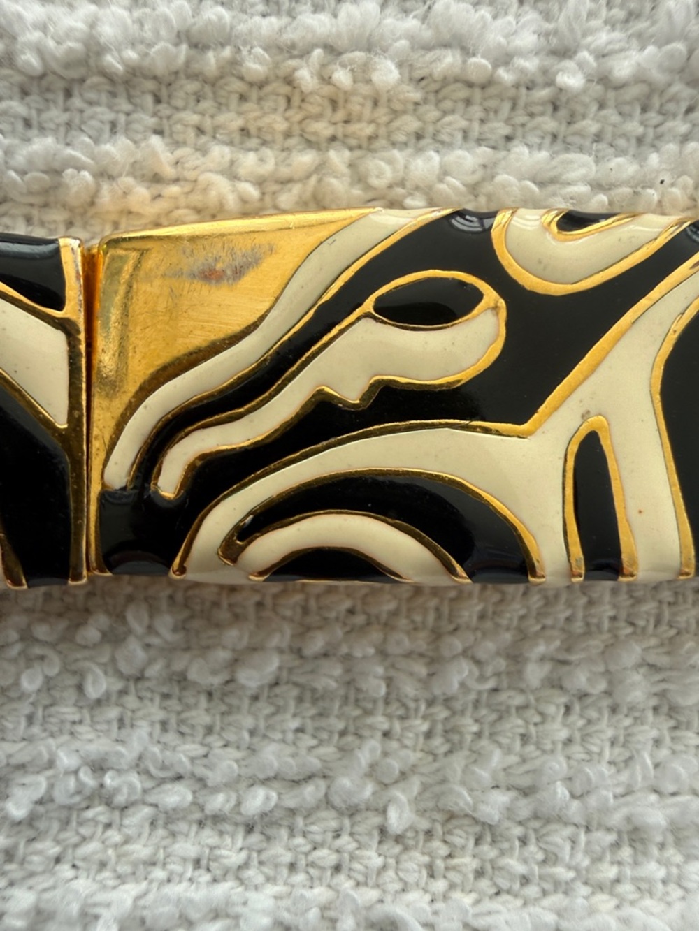 Gold-Tone Zebra Print Stretch Bracelet with Amber Accents - Picture 4 of 4